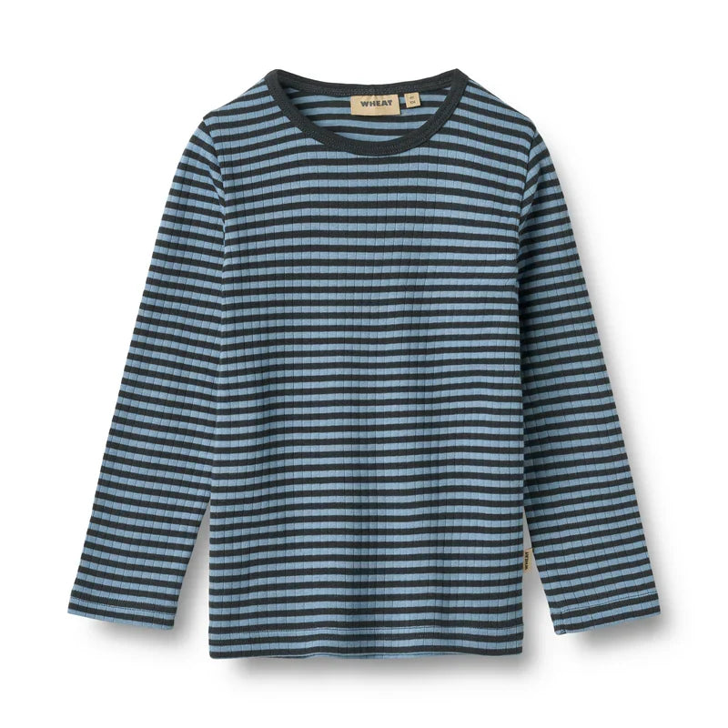 Long Sleeve T-shirt Stig | Bright Blue Stripe | Wheat Kids