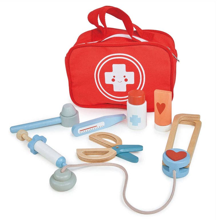 Mentari Toys Wooden My First Aid Kit - Pretend Play Doctor Set - Ages 3+