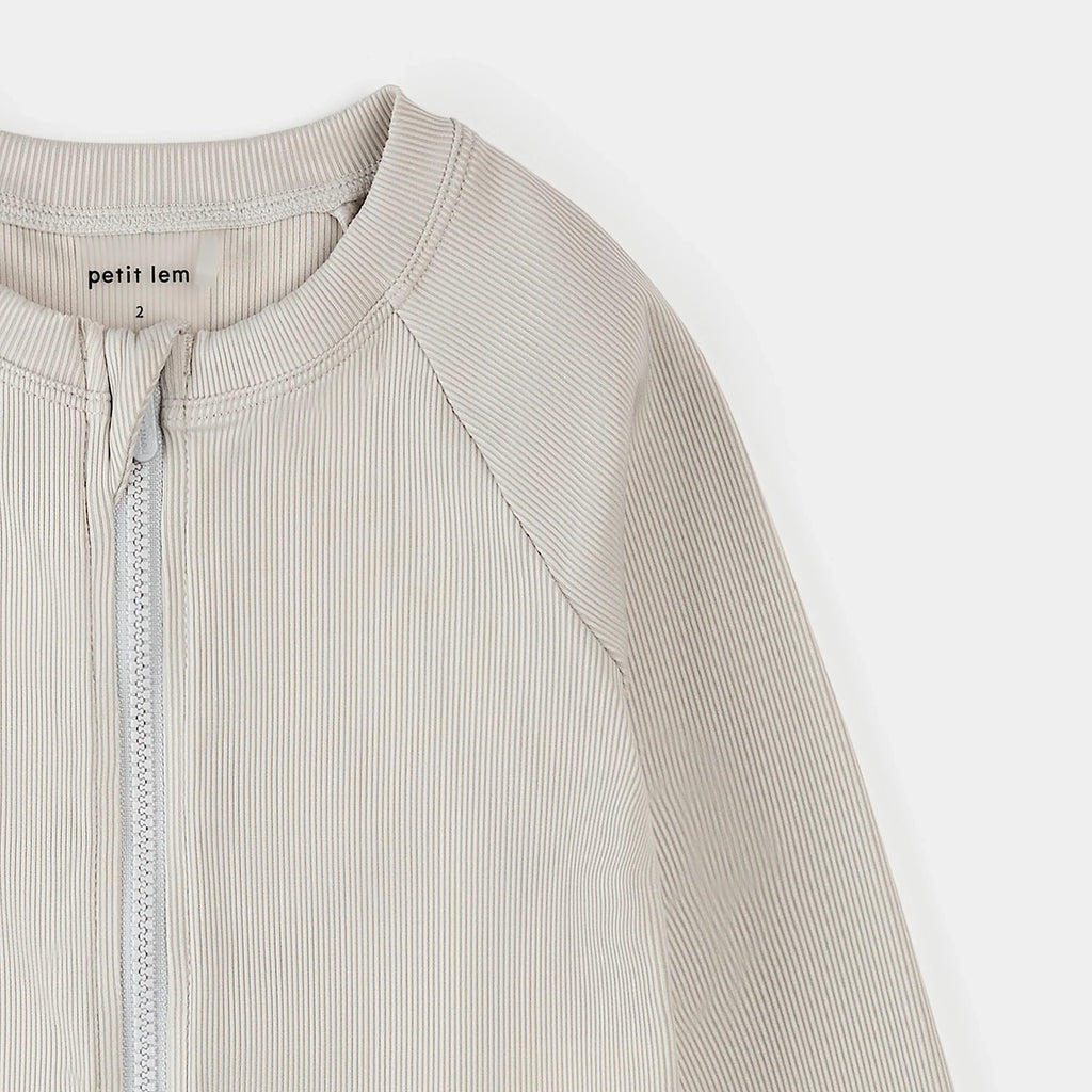Ribbed Full Zip Rashguard | Light Grey | Petit Lem
