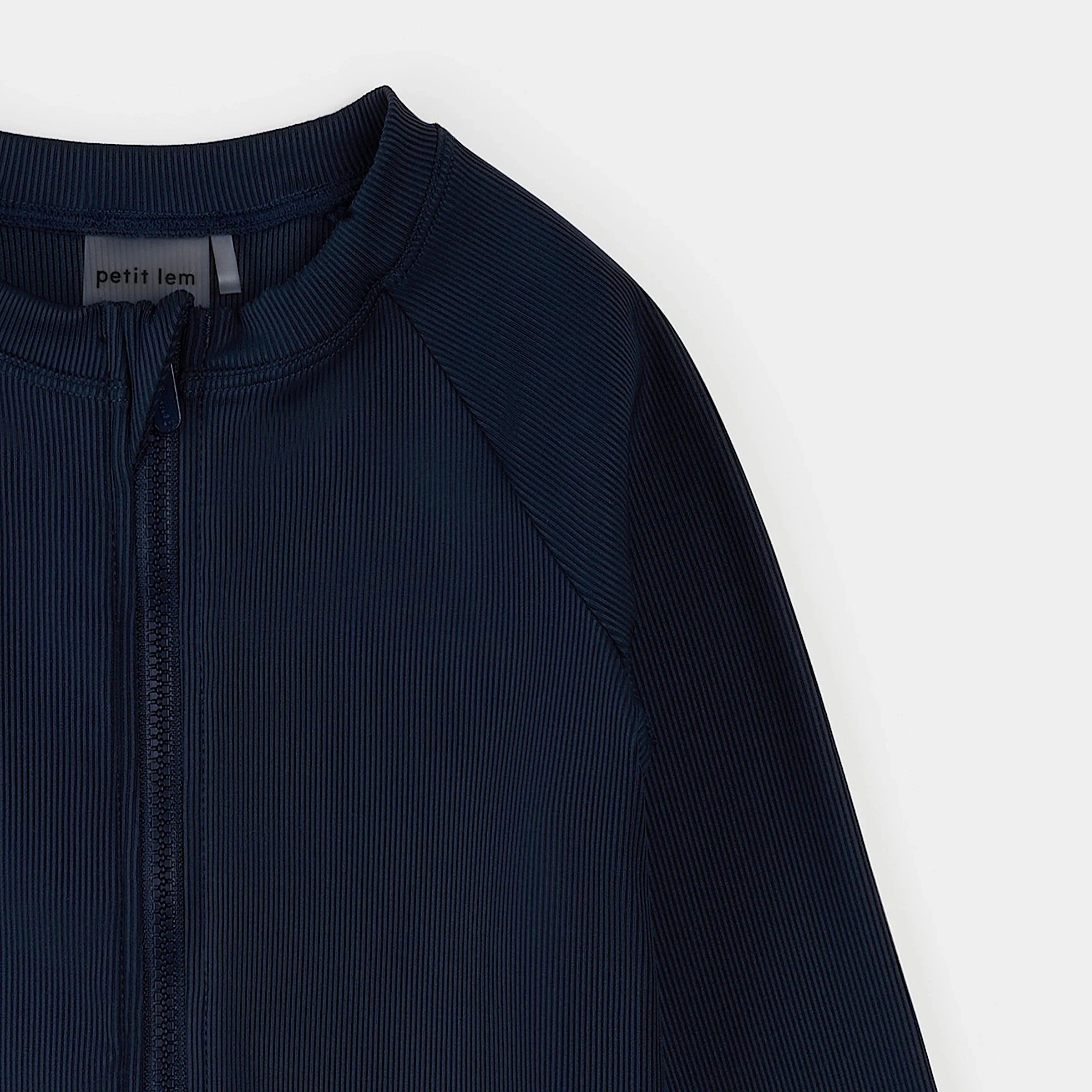 Ribbed Full Zip Rashguard | Navy | Petit Lem