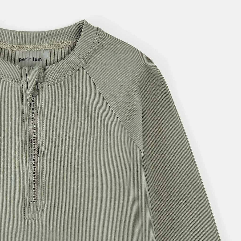 Ribbed Half Zip Rashguard | Green | Petit Lem