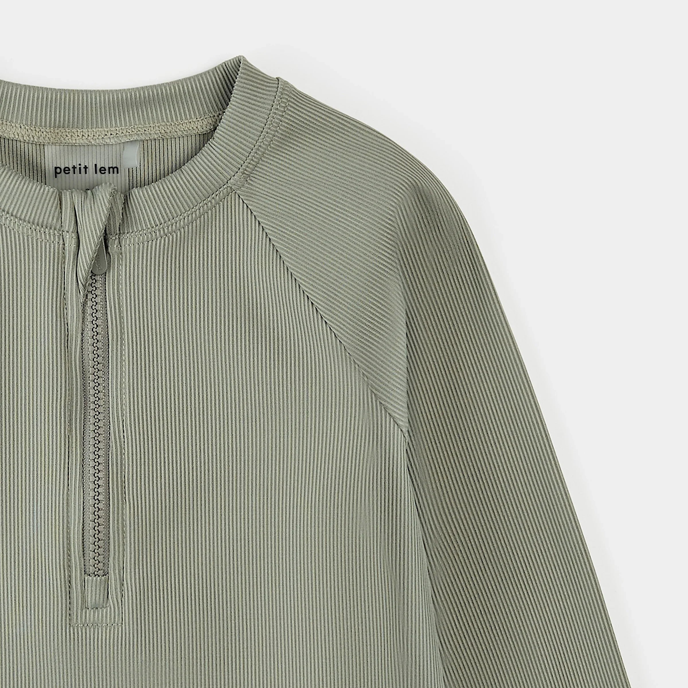 Ribbed Half Zip Rashguard | Green | Petit Lem
