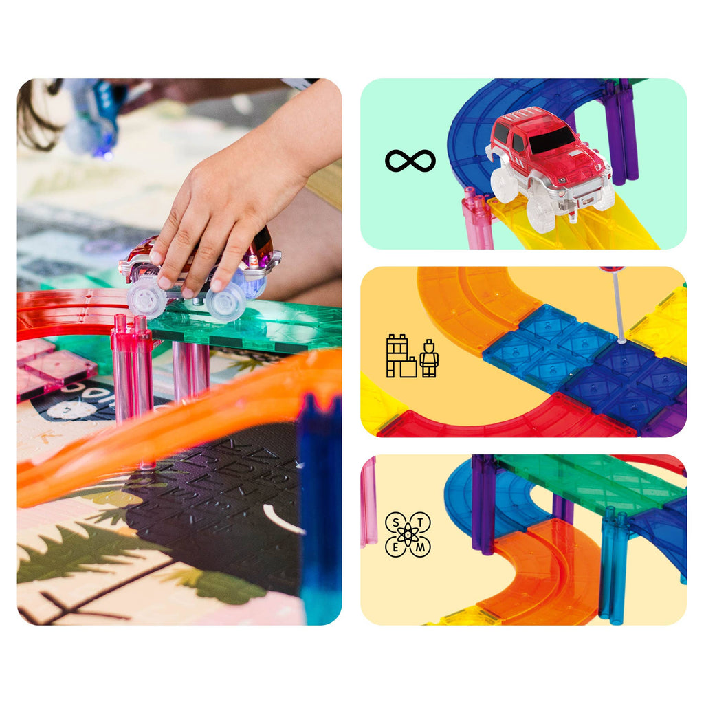 PicassoTiles 30pc Magnetic Race Track Building Set - Ages 3+