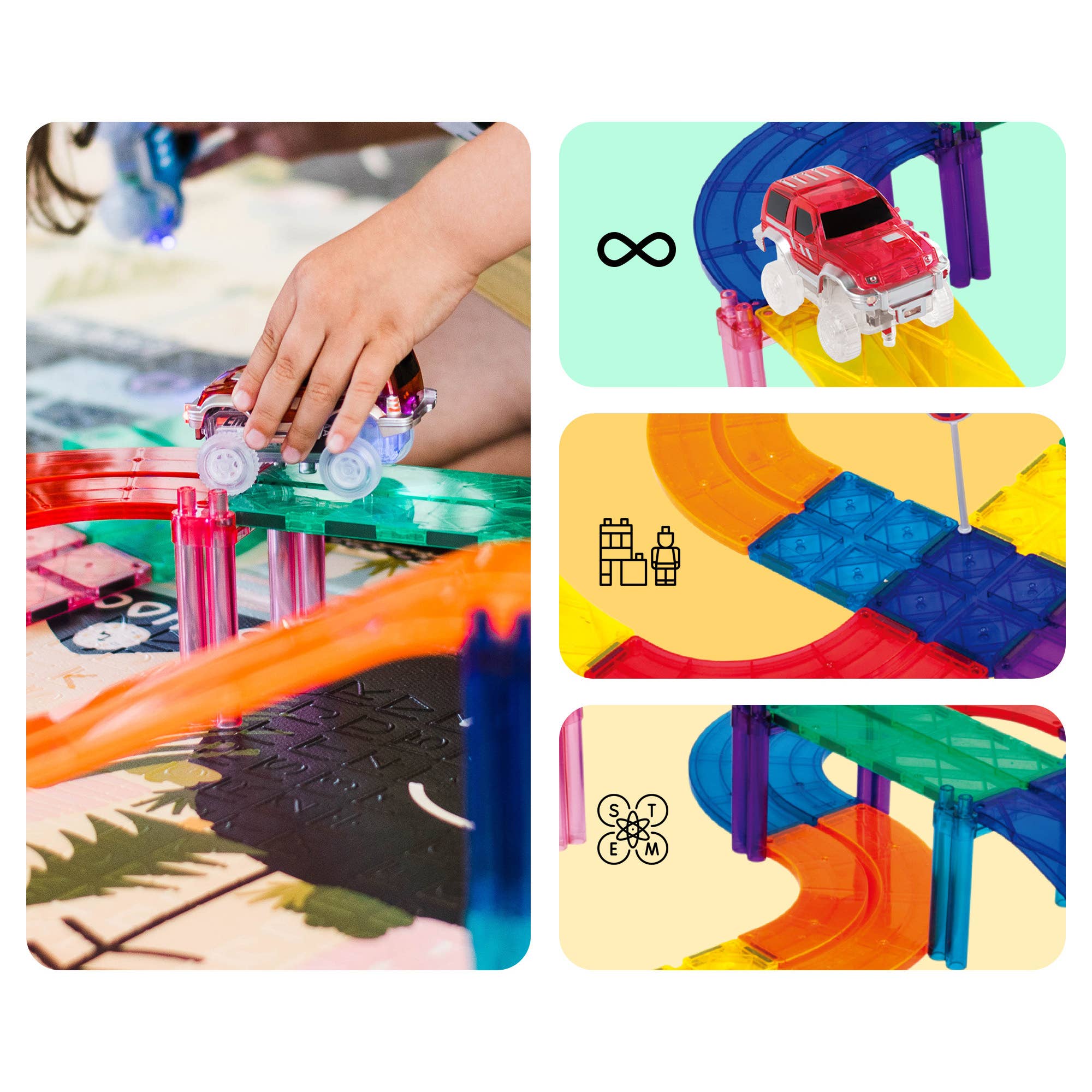 PicassoTiles 30pc Magnetic Race Track Building Set - Ages 3+