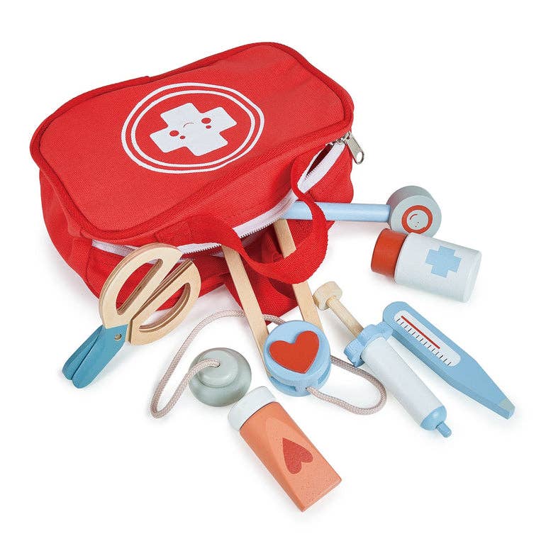 Mentari Toys Wooden My First Aid Kit - Pretend Play Doctor Set - Ages 3+