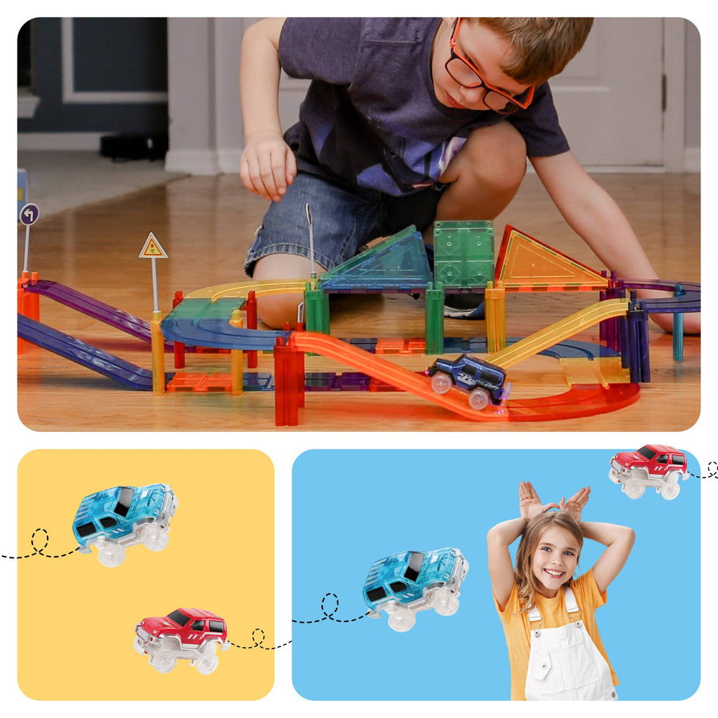 PicassoTiles 30pc Magnetic Race Track Building Set - Ages 3+