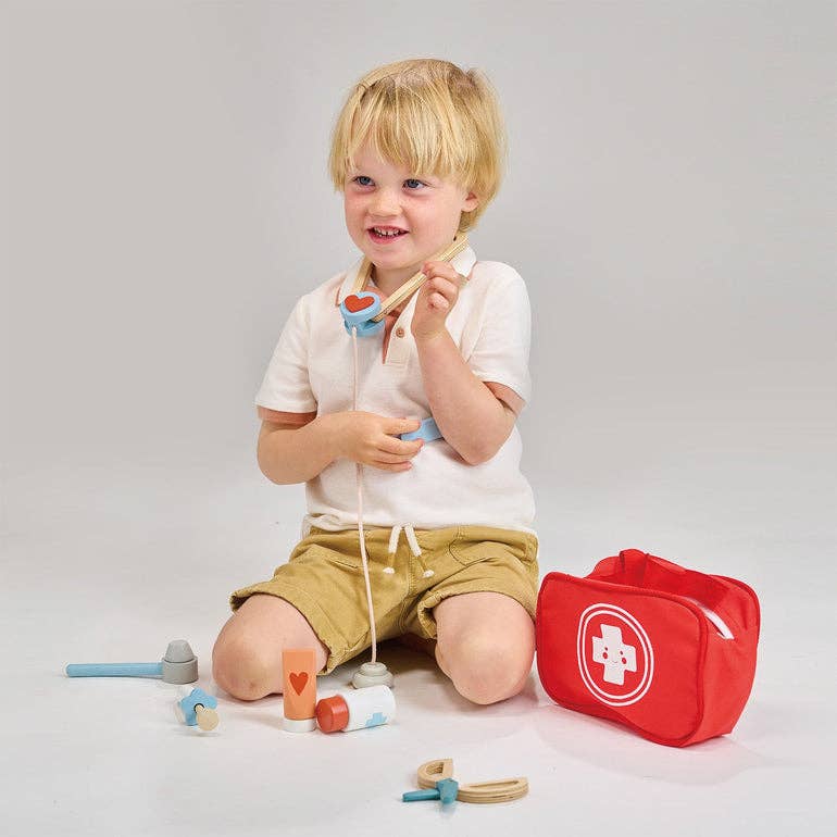 Mentari Toys Wooden My First Aid Kit - Pretend Play Doctor Set - Ages 3+