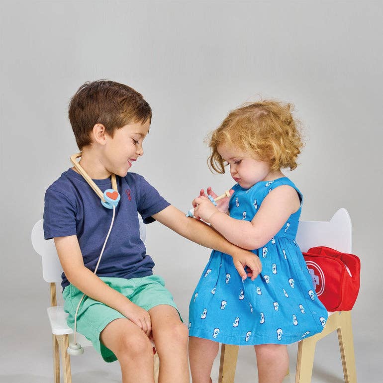 Mentari Toys Wooden My First Aid Kit - Pretend Play Doctor Set - Ages 3+
