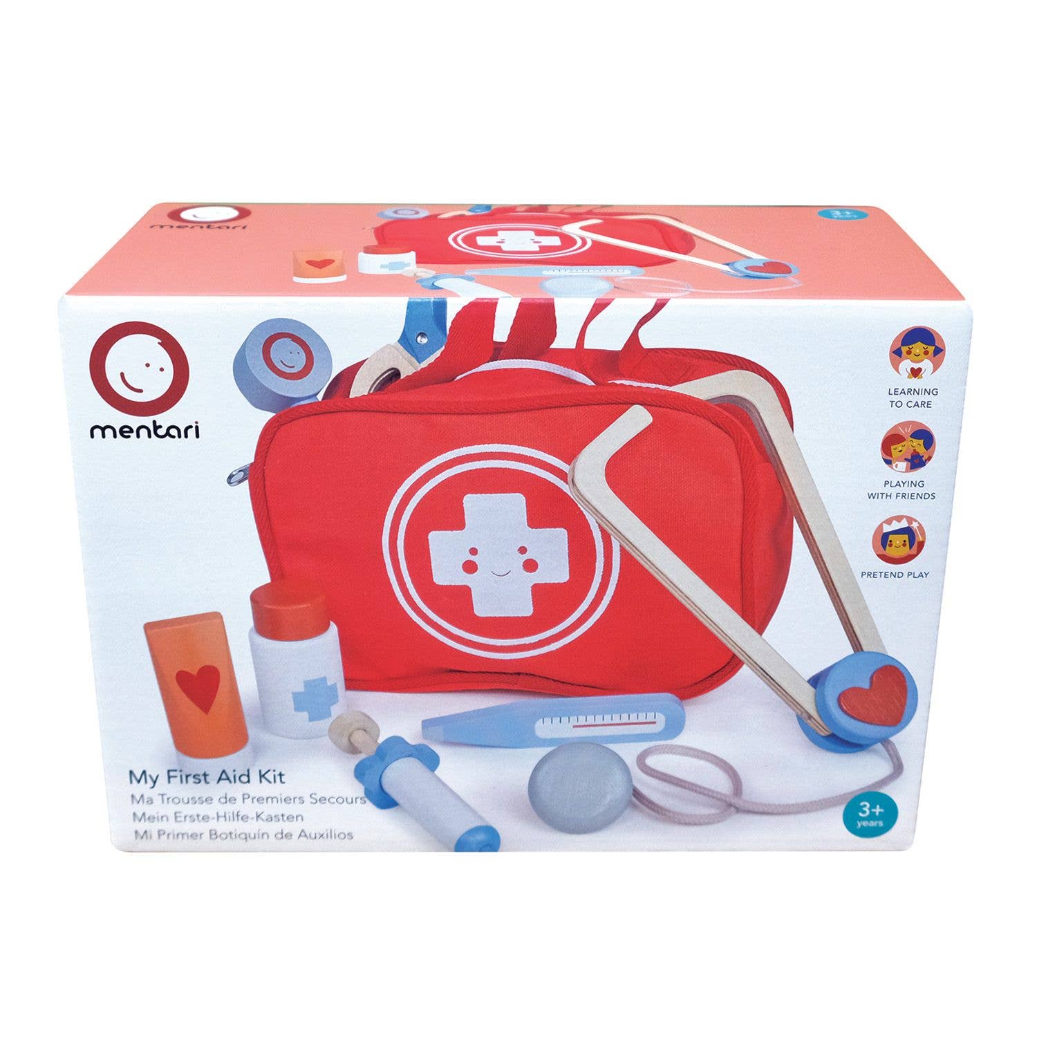 Mentari Toys Wooden My First Aid Kit - Pretend Play Doctor Set - Ages 3+