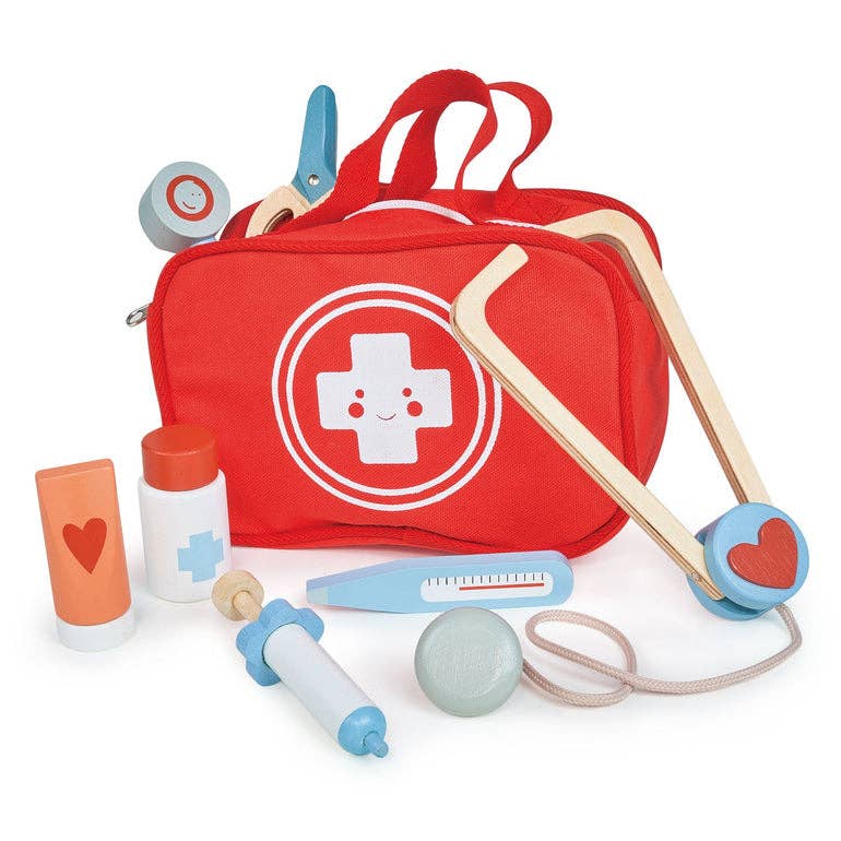 Mentari Toys Wooden My First Aid Kit - Pretend Play Doctor Set - Ages 3+