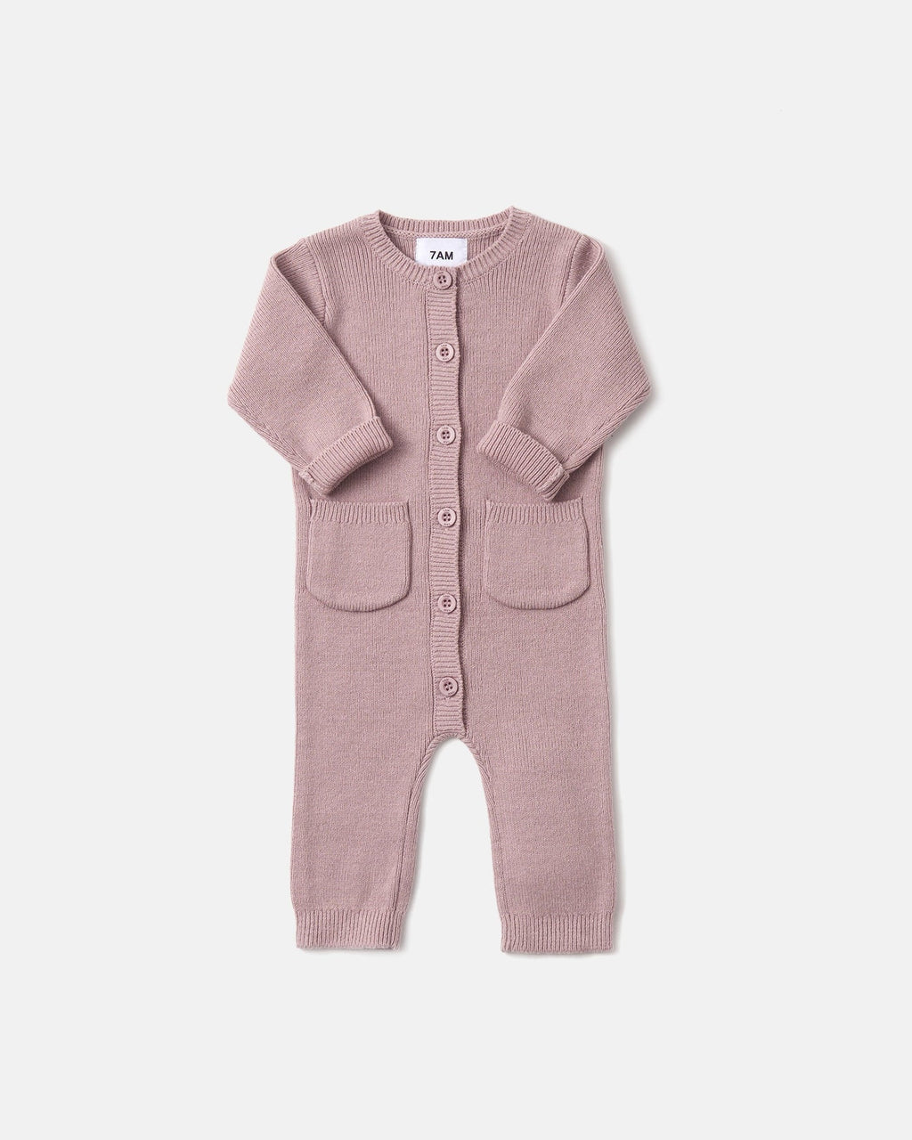 Chunk Long Sleeve Ribbed Jumpsuit | Rose Ash | 7AM