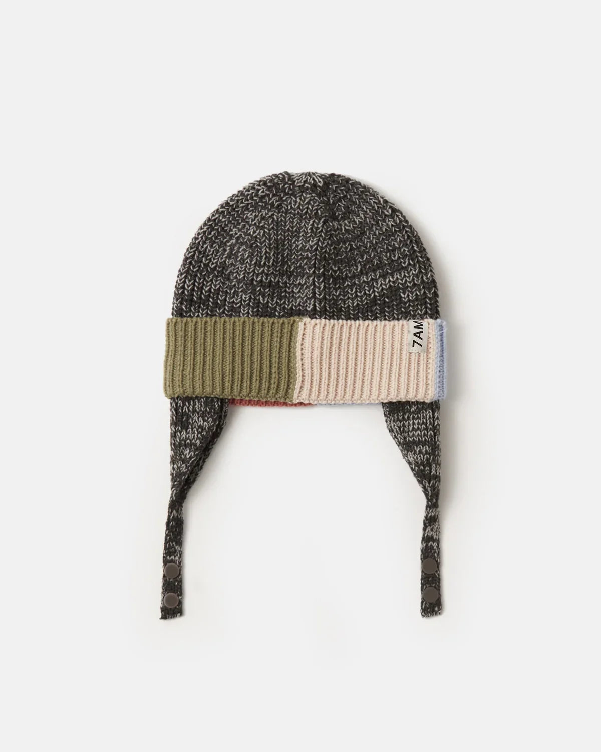 Chunky Beanie Ear Flap| Black Melange Multicolor | 7am