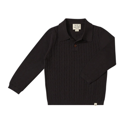 Christian Black Cable Polo | Me & Henry