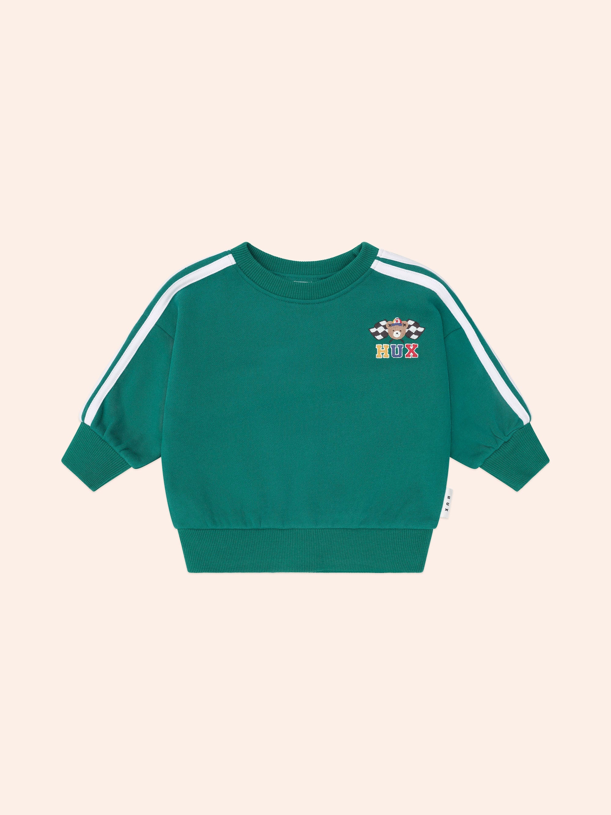Racer Stripe Sweatshirt | Emerald | Huxbaby