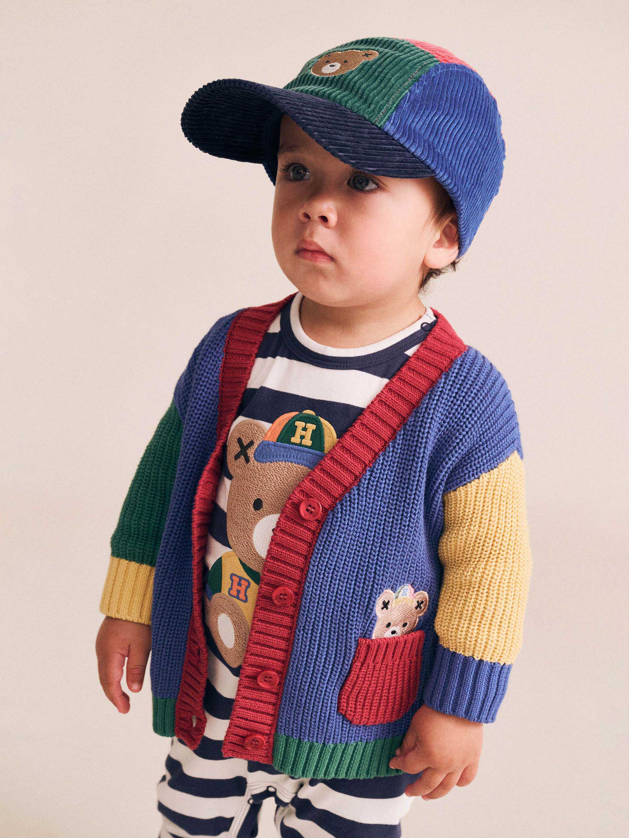 Colour Block Varsity Cardigan | Multi | Huxbaby
