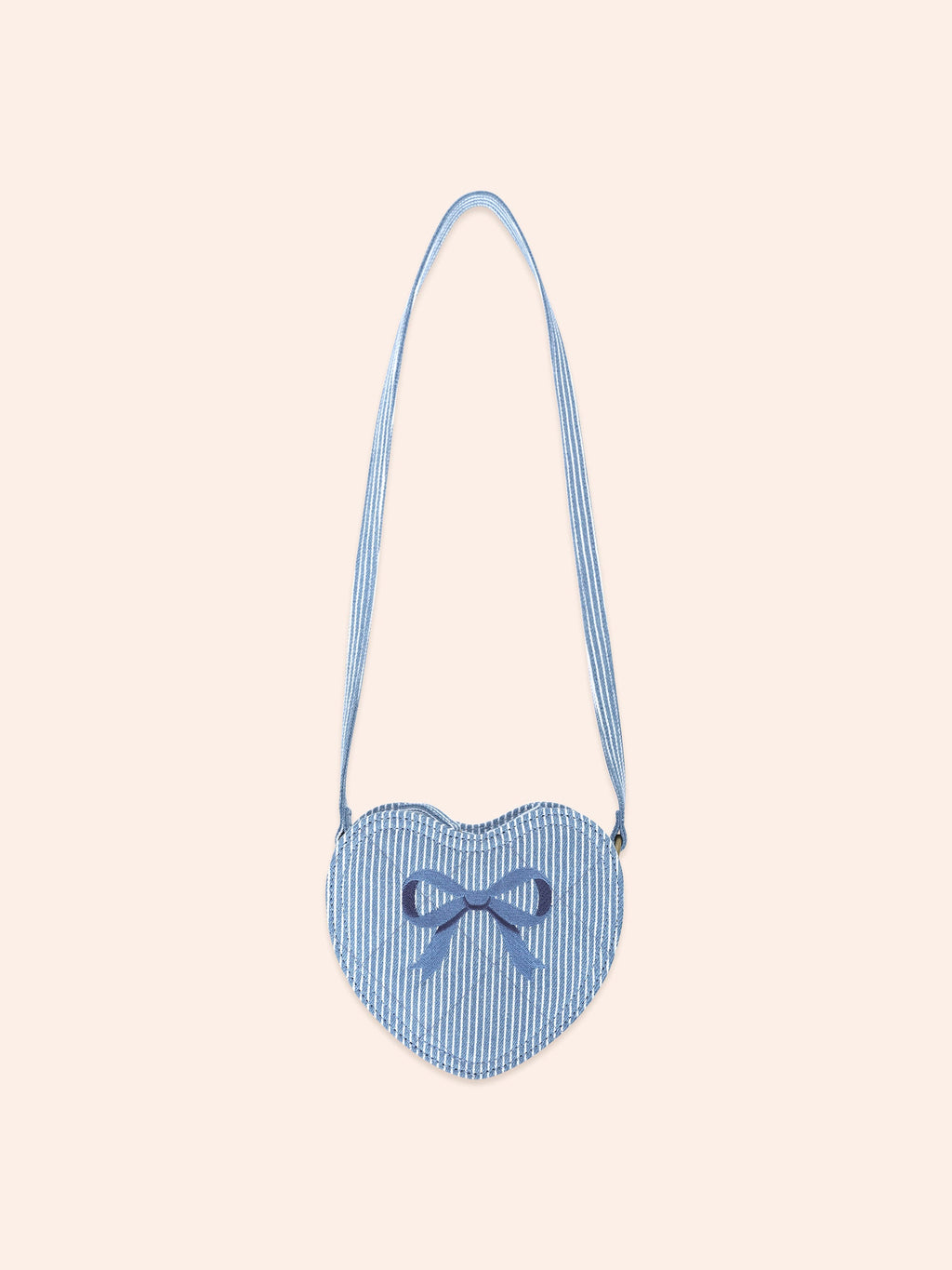 Bow Heart Handbag | Blue Stripe | Huxbaby