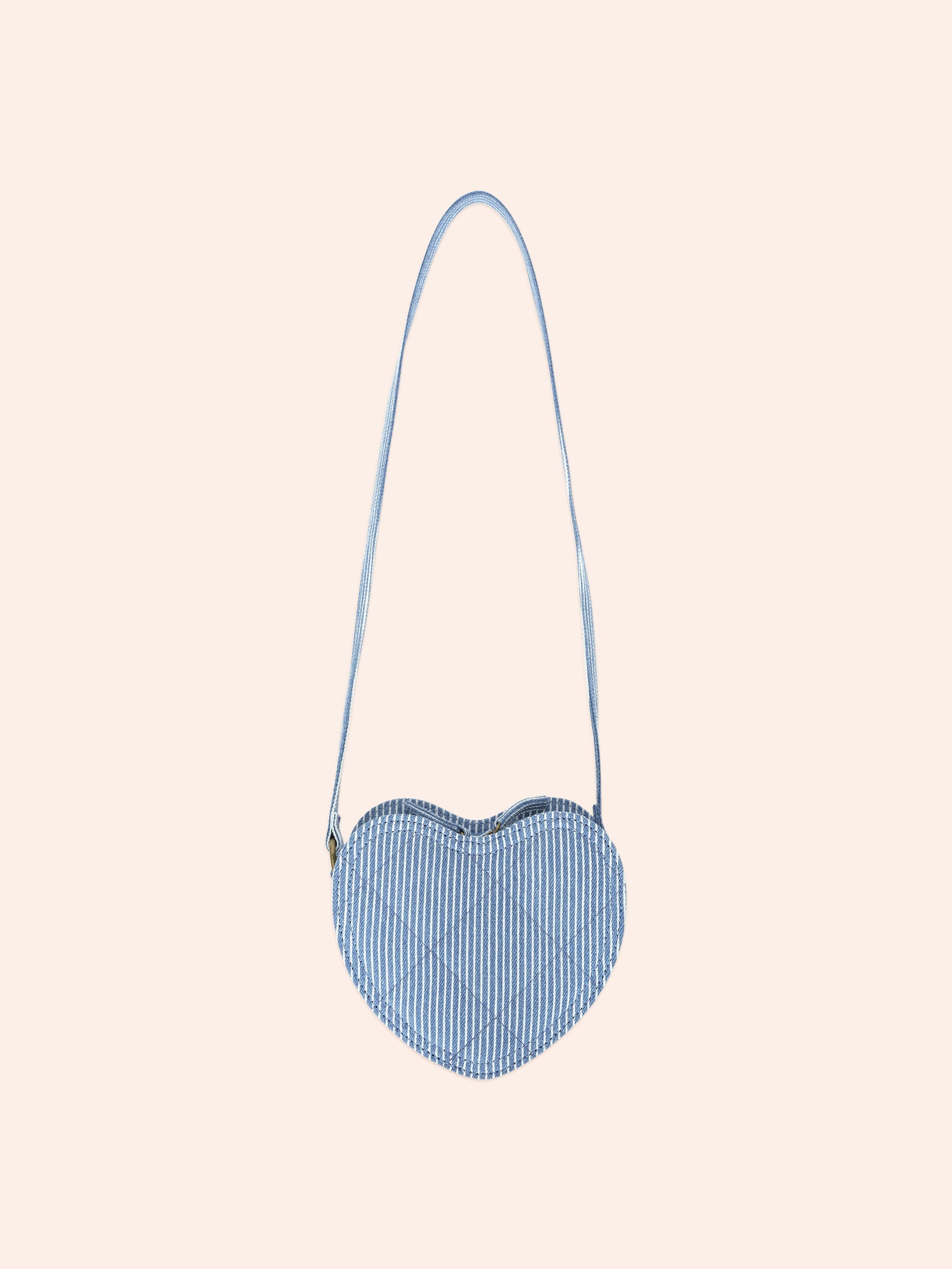 Bow Heart Handbag | Blue Stripe | Huxbaby
