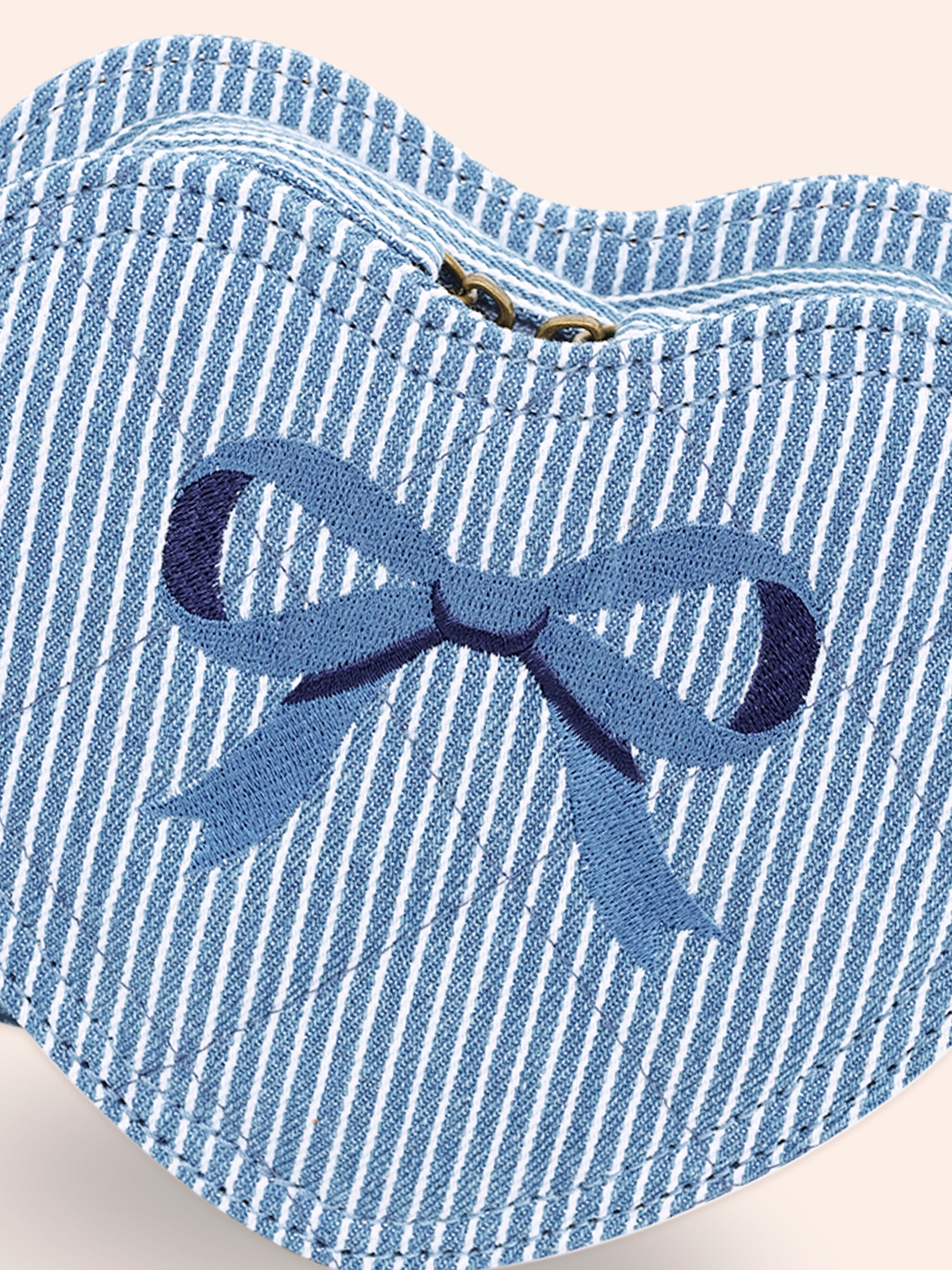 Bow Heart Handbag | Blue Stripe | Huxbaby