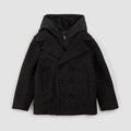 Hooded Woven Pea Coat | Dark Heather Grey | Miles the Label