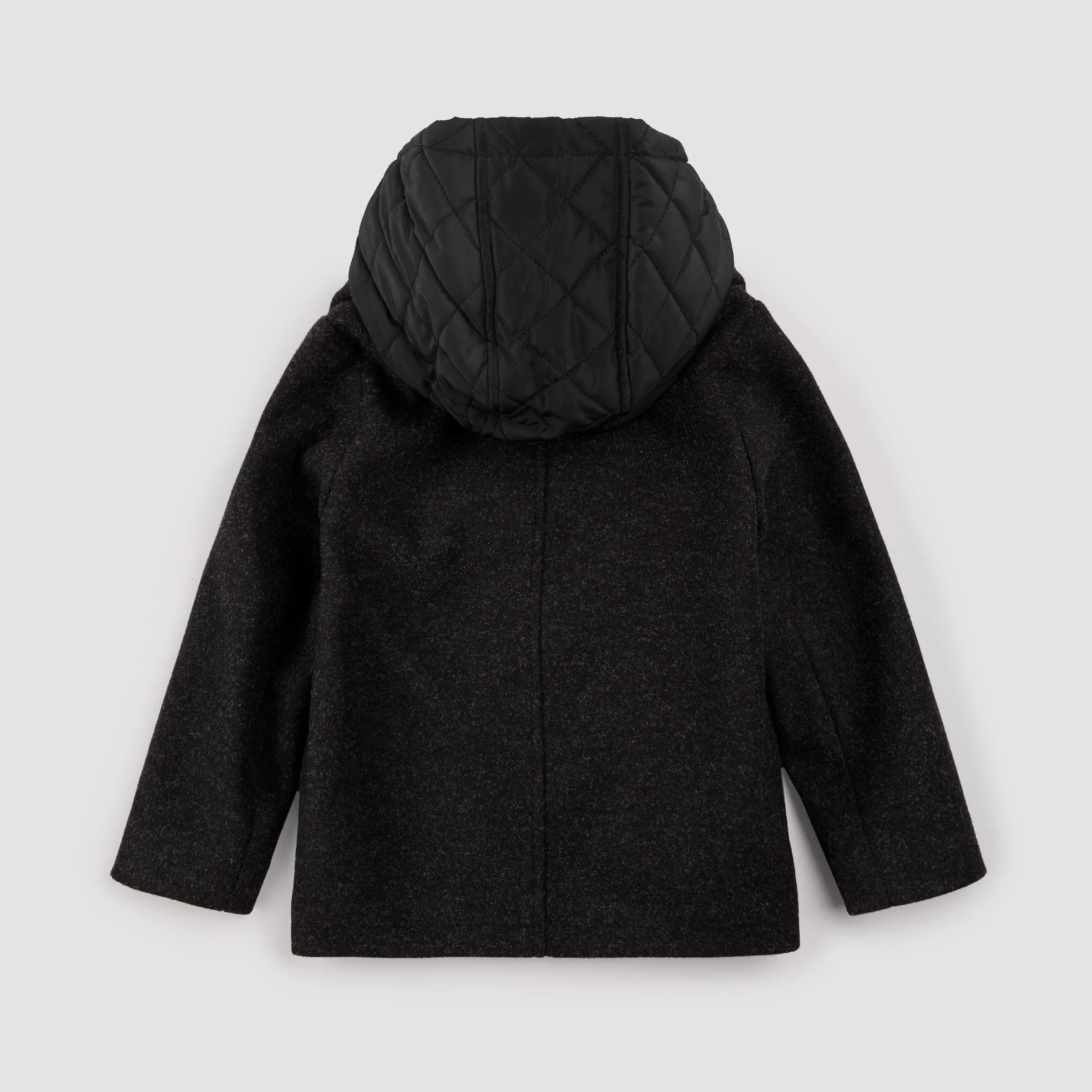 Hooded Woven Pea Coat | Dark Heather Grey | Miles the Label