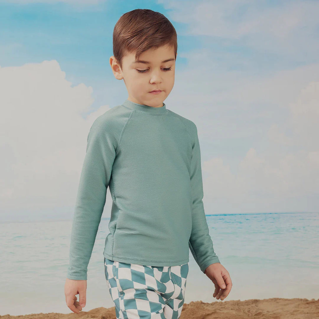 L/S Ribbed Rashguard | Teal | Miles the Label