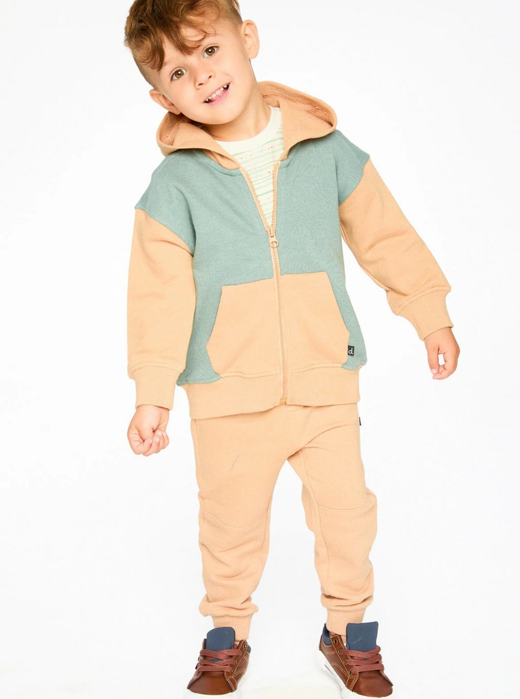 French Terry Hooded Sweatshirt | Mint | Deux Par Deux