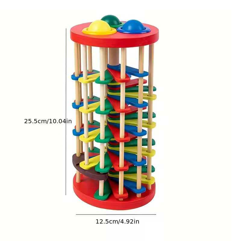 Wooden Ball Track Roller Pound Game - Ideal for Cognitive Development and Motor Skills Enhancement - Ages 3–8