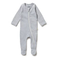 Organic Stripe Rib Zipsuit with Feet | Rain Drop | Wilson + Frenchy