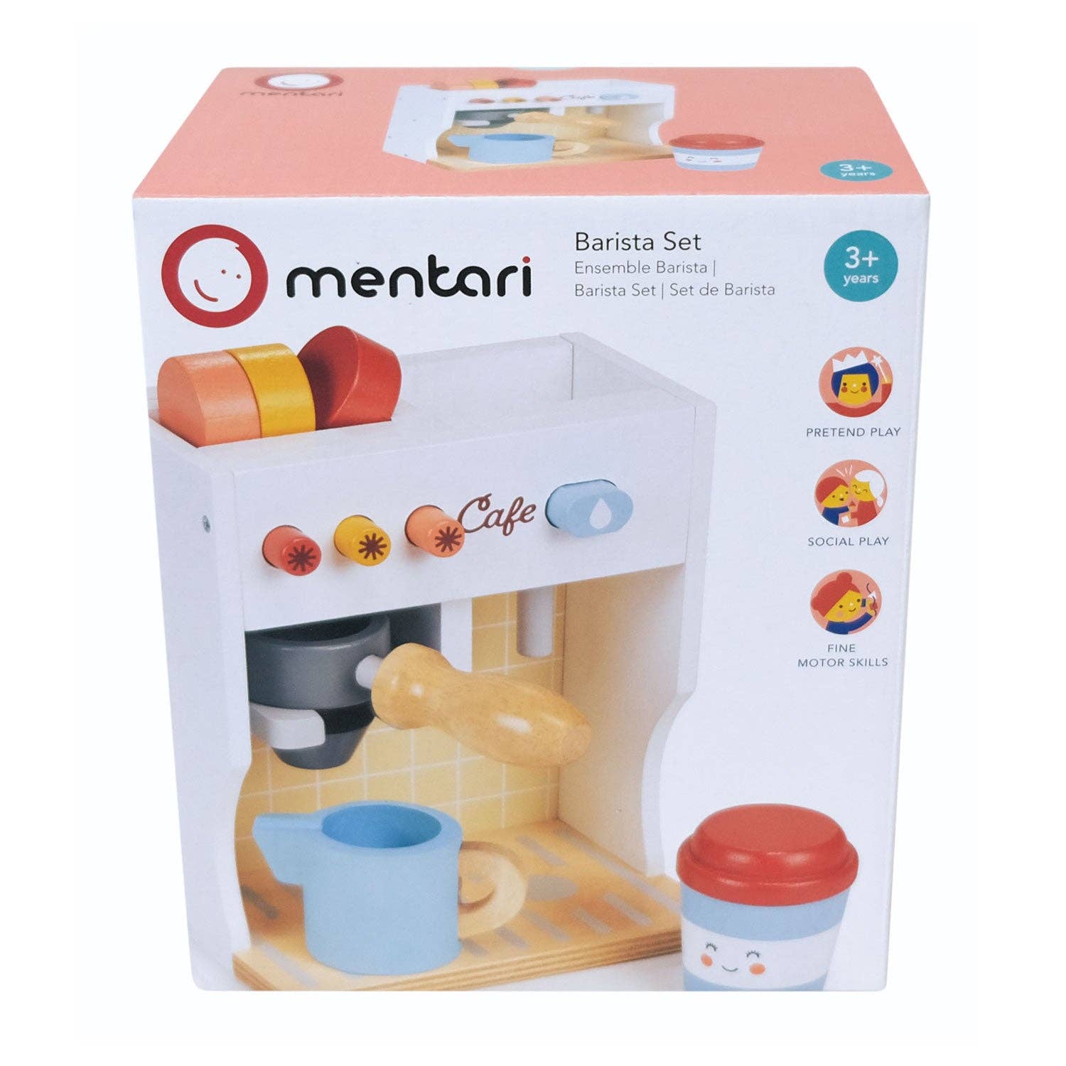 Mentari Toys Wooden Barista Set - Pretend Play Coffee Shop - Ages 3+