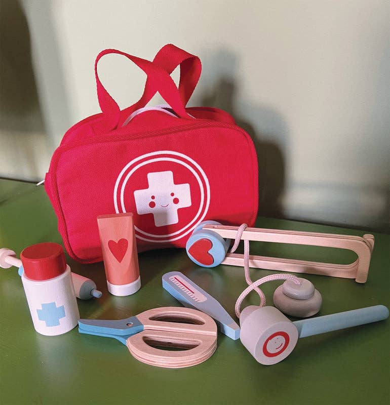 Mentari Toys Wooden My First Aid Kit - Pretend Play Doctor Set - Ages 3+