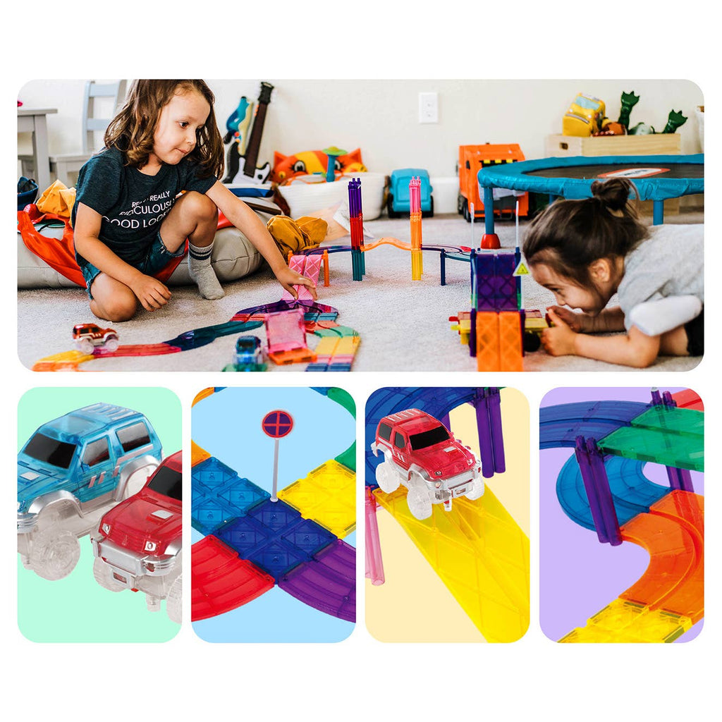 PicassoTiles 30pc Magnetic Race Track Building Set - Ages 3+