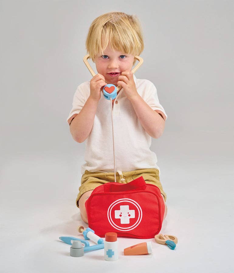 Mentari Toys Wooden My First Aid Kit - Pretend Play Doctor Set - Ages 3+